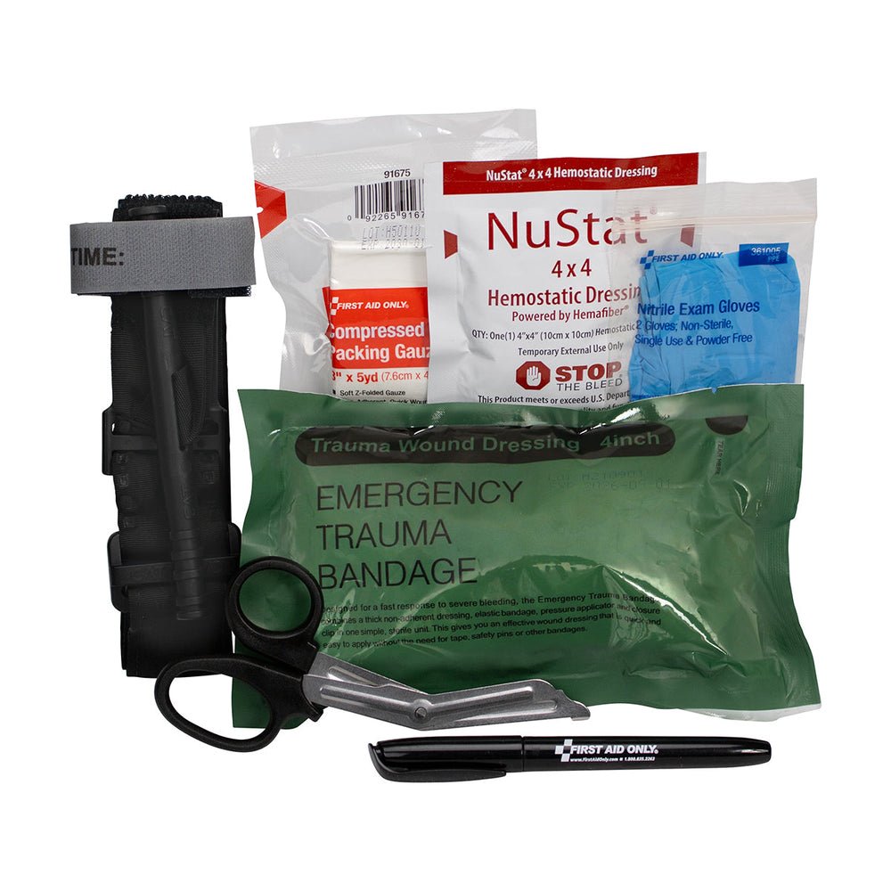 First Aid Only Bleeding Control Kit for Illinois Regulation HB1561, Fabric Pouch