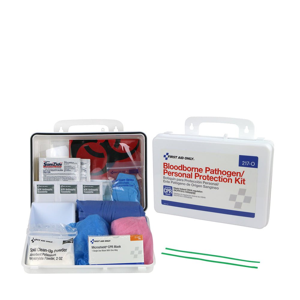 First Aid Only Blood borne Pathogen (BBP) & Personal Protection and Spill Clean Up Kit with CPR, Plastic Case