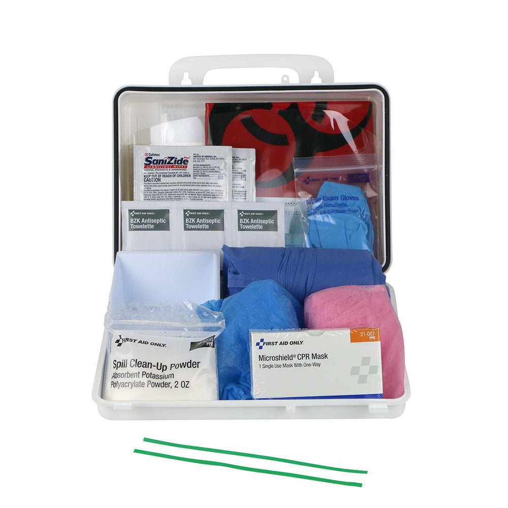 First Aid Only Blood borne Pathogen (BBP) & Personal Protection and Spill Clean Up Kit with CPR, Plastic Case