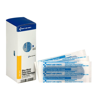 SmartCompliance Refill 1"x3" Blue Metal Detectable Bandages, 40 Per Box