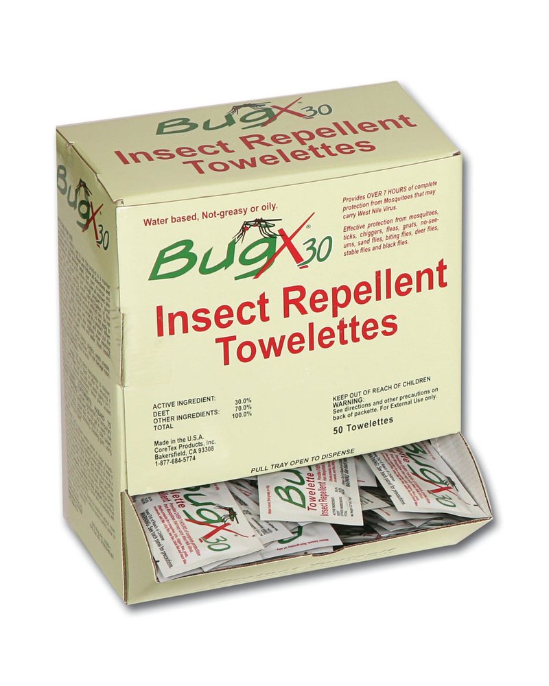 First Aid Only BugX30 Insect Repellent Wipes DEET, 50 Per Box