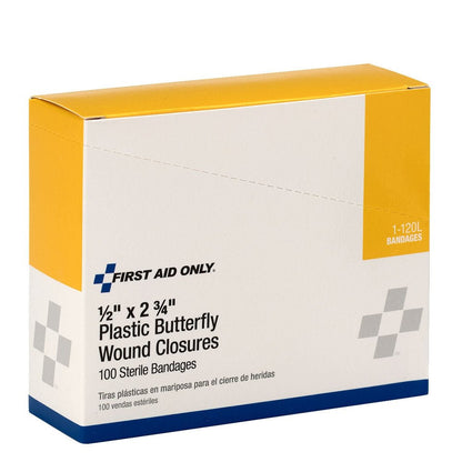 First Aid Only Butterfly Wound Closures, Large, 100 Per Box