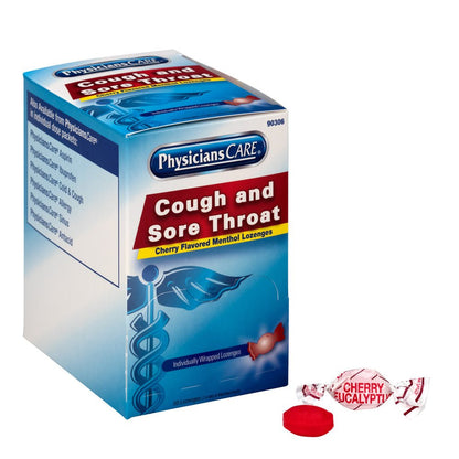 PhysiciansCare Cherry Flavor Cough & Throat Lozenges, 50x1 per Box