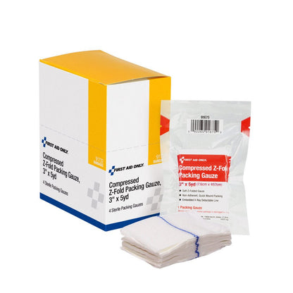 First Aid Only Compressed Z-Fold Packing Gauze, 4 per Box