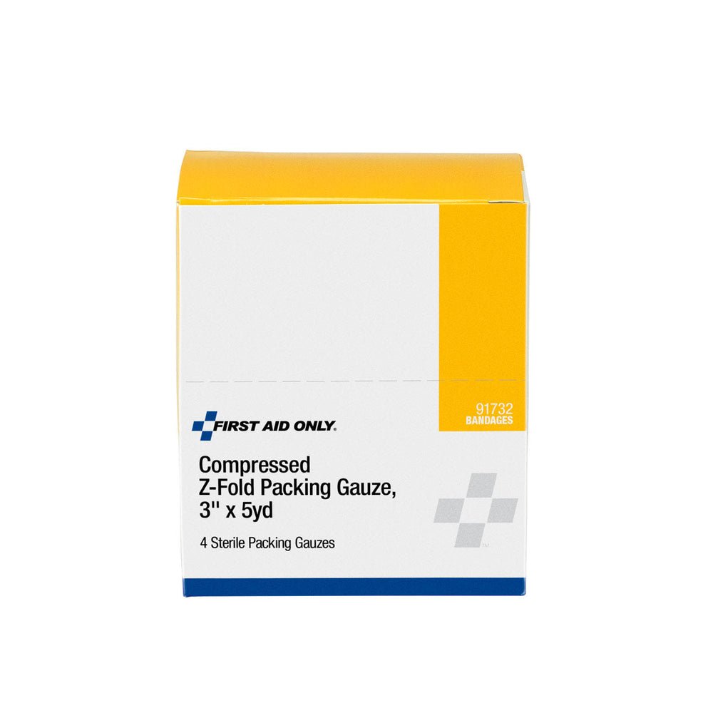 First Aid Only Compressed Z-Fold Packing Gauze, 4 per Box