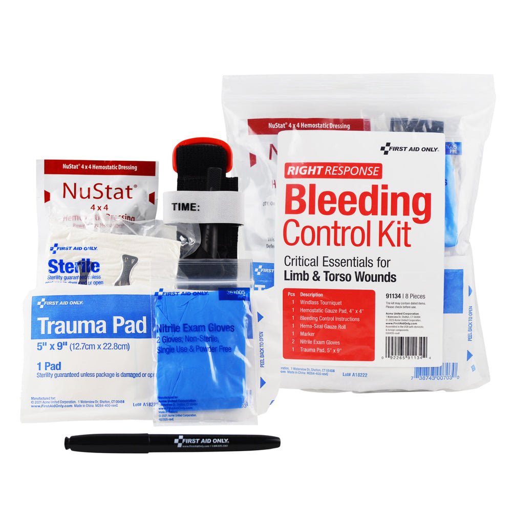 First Aid Only Critical Essentials Bleeding Control Kit for Limb & Torso Wounds