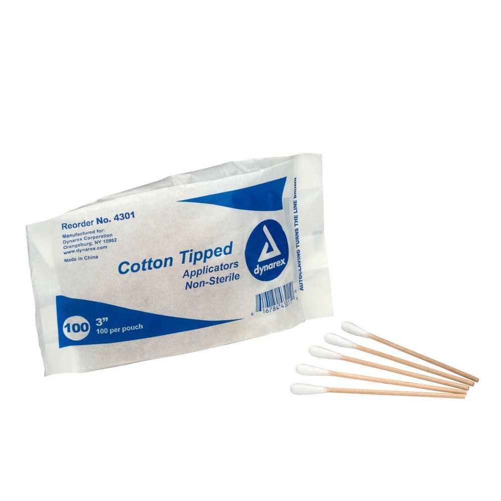 First Aid Only Non-Sterile Cotton Tipped Applicators, 3" Wood Shaft, 100 Per Bag