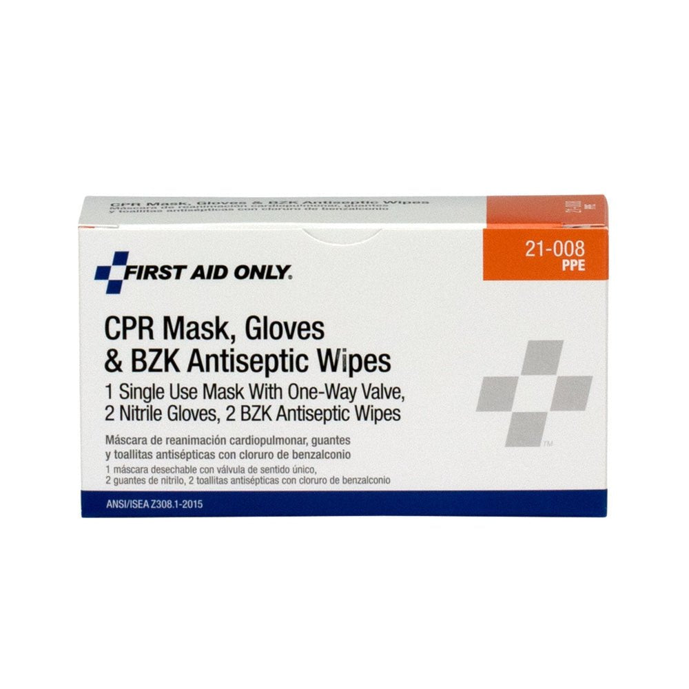 First Aid Only CPR First Aid Pack, Includes Mask, 2 Gloves, 2 Wipes