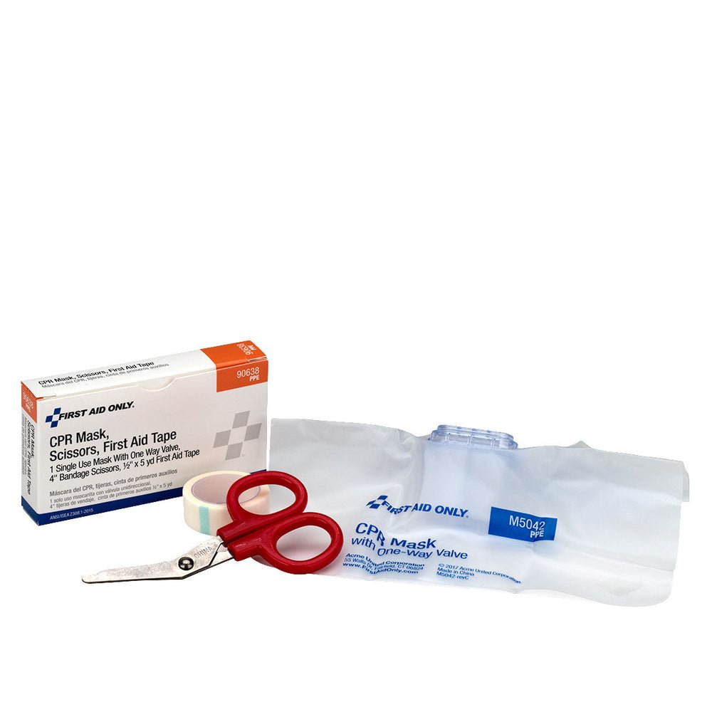 First Aid Only CPR Mask, Scissors, Tape Roll, 1 Each Box