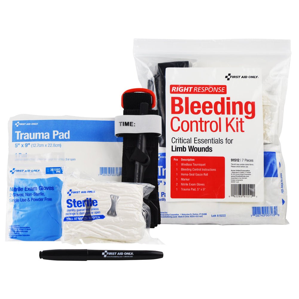 First Aid Only Critical Essentials Bleeding Control Kit for Limb Wounds