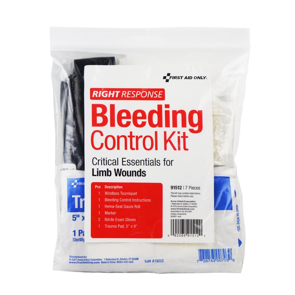 First Aid Only Critical Essentials Bleeding Control Kit for Limb Wounds
