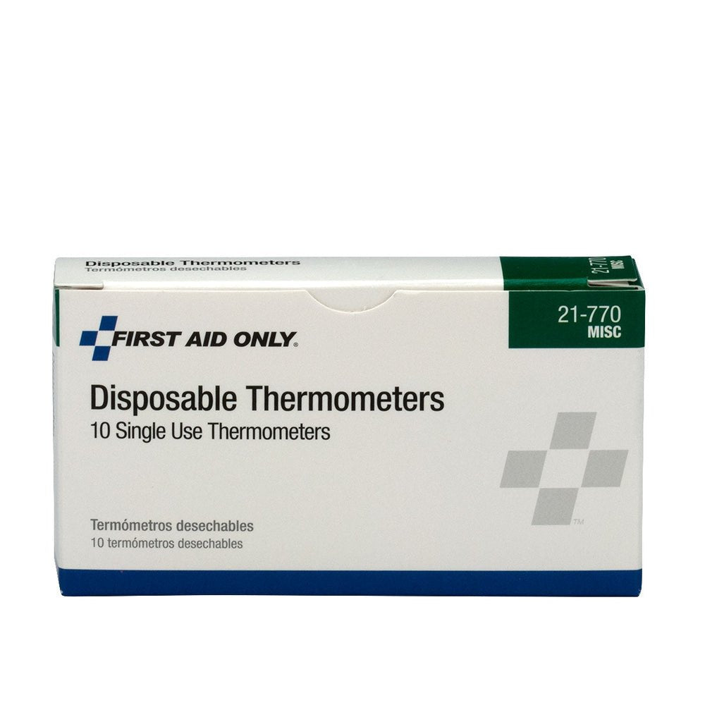 First Aid Only Disposable Thermometers, 10 Per Box
