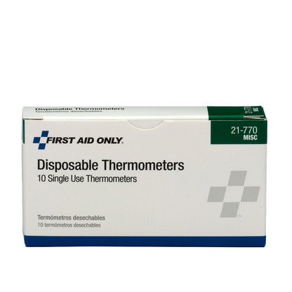 First Aid Only Disposable Thermometers, 10 Per Box