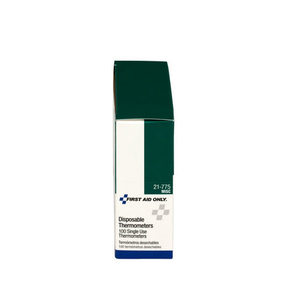 First Aid Only Disposable Thermometers, 100 Per Box