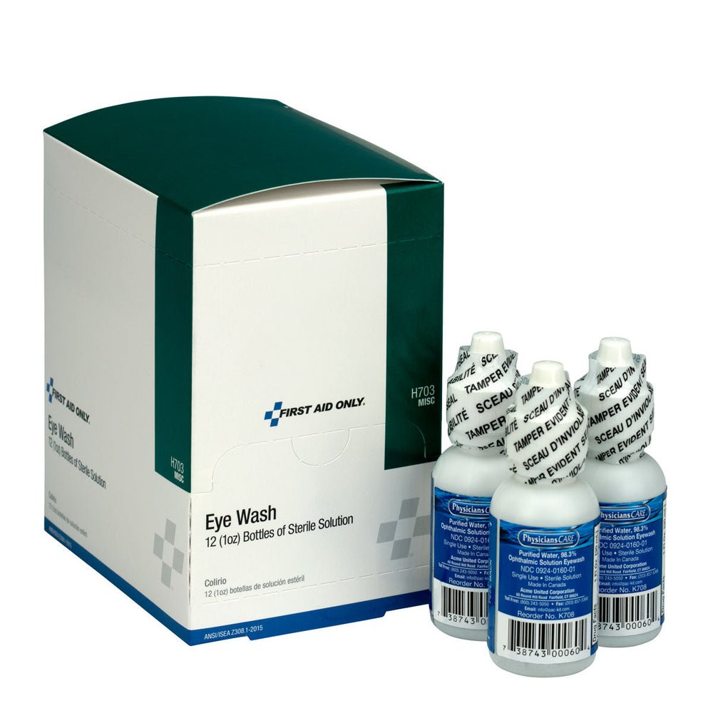 First Aid Only Eyewash Bottle, Screw Cap, 1 oz., 12 Per Box (Case of 12)