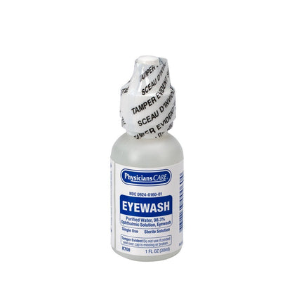 First Aid Only Eyewash Bottle, Screw Cap, 1 oz., 144 Bottles Included