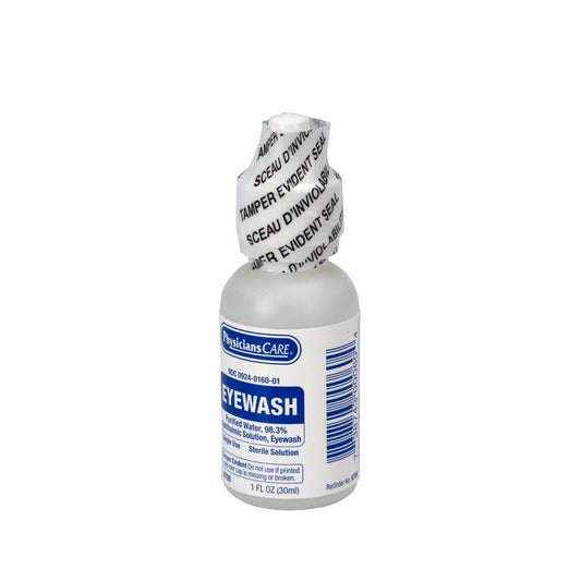 First Aid Only Eyewash Bottle, Screw Cap, 1 oz., 144 Bottles Included