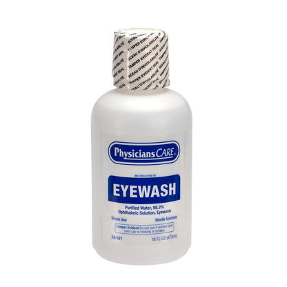 First Aid Only Eyewash Bottle, Screw Cap, 16 oz., Case of 12 bottles