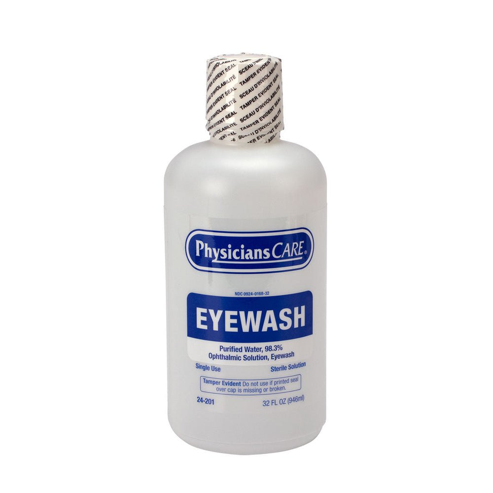 First Aid Only Eyewash Bottle, Screw Cap, 32 oz., Case of 12