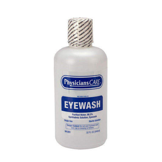First Aid Only Eyewash Bottle, Screw Cap, 32 oz., Case of 12