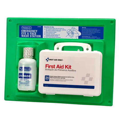 First Aid Only Single 16 oz. Eye Wash Station with 25 Person First Aid Kit (Case of 6)