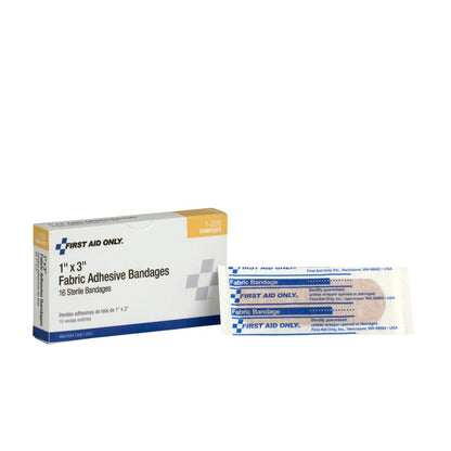 First Aid Only 1"x3" Fabric Bandages, 16 per Box