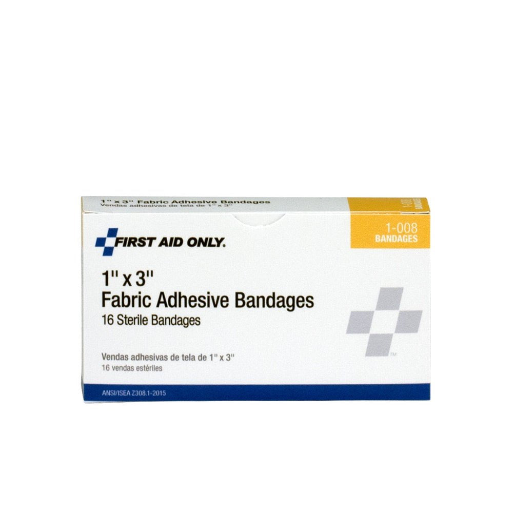 First Aid Only 1"x3" Fabric Bandages, 16 per Box