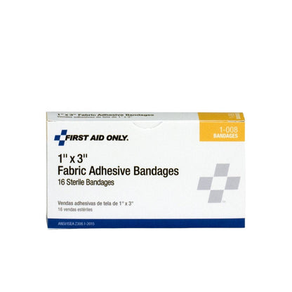 First Aid Only 1"x3" Fabric Bandages, 16 per Box