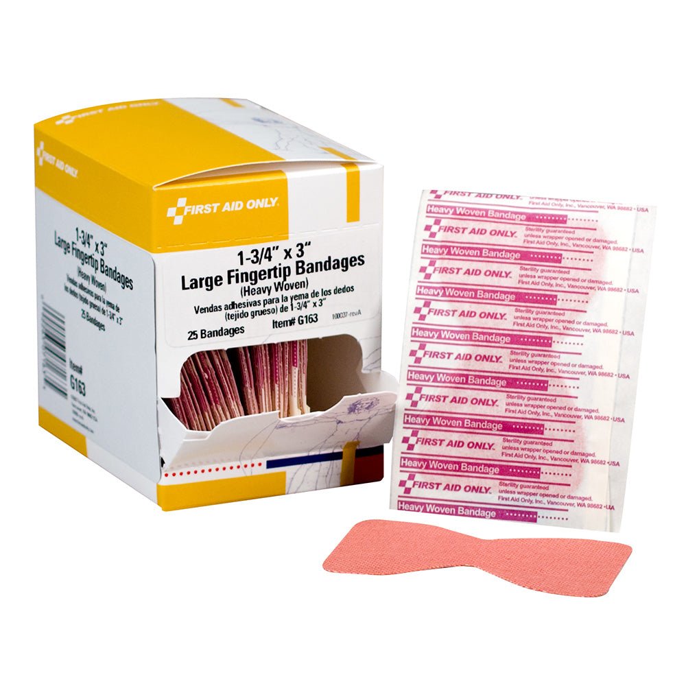 First Aid Only Heavy Woven Extra Large Fingertip Bandages, 25 Per Box