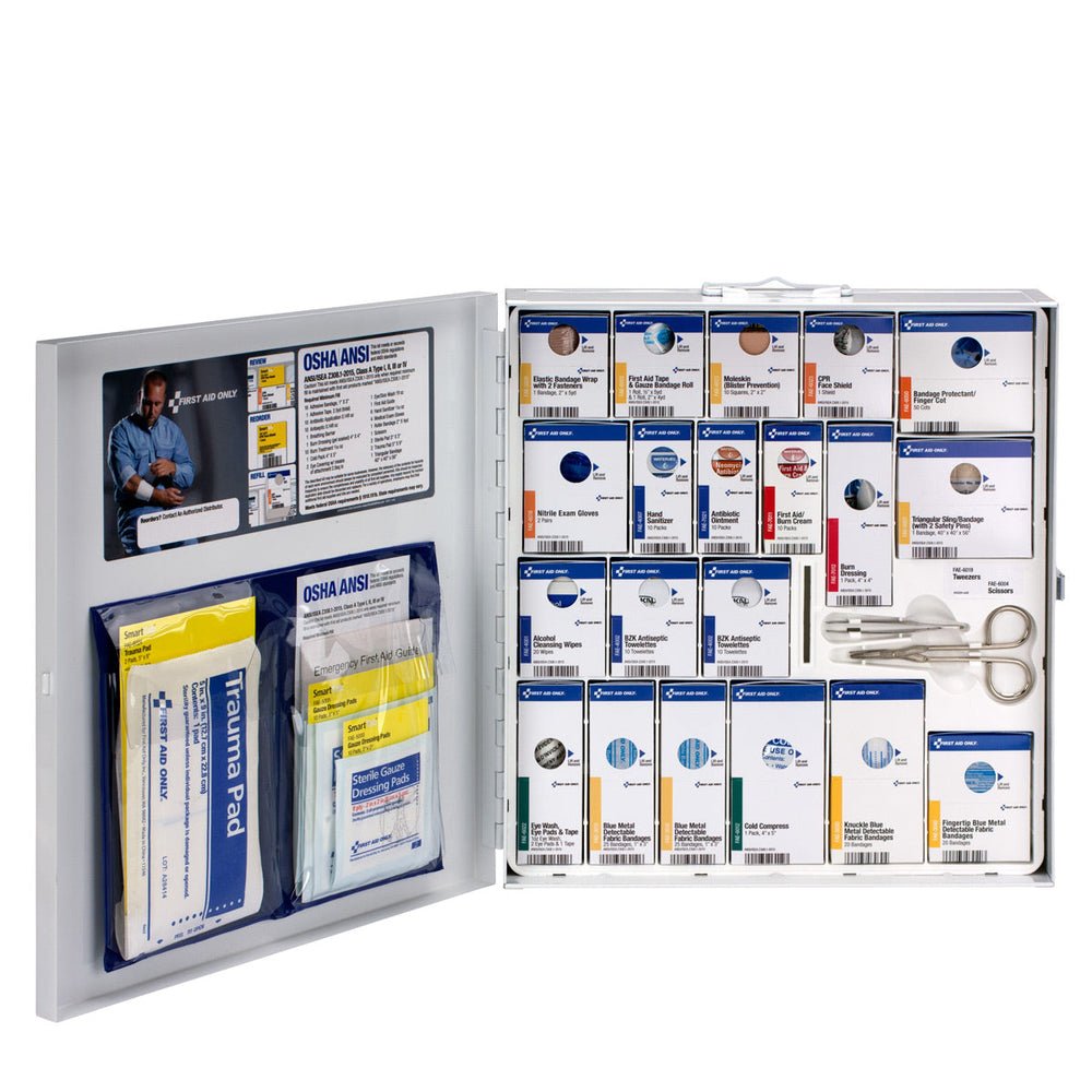 First Aid Only 50 Person Large Metal SmartCompliance Food Service First Aid Cabinet without Medications