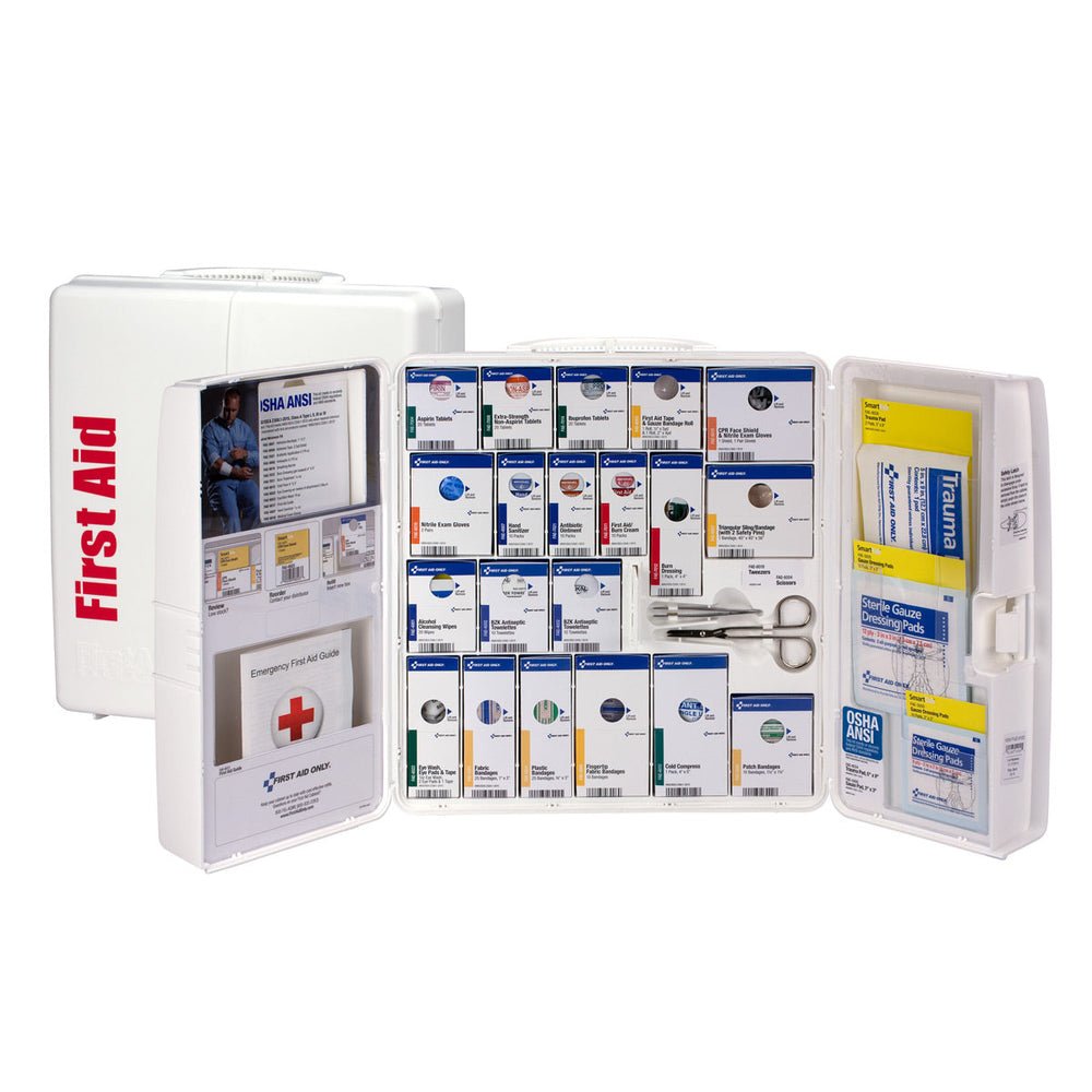 First Aid Only 50 Person Large Plastic SmartCompliance ANSI A First Aid Cabinet with Medications, ANSI 2021 Compliant
