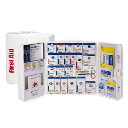 First Aid Only 50 Person Large Plastic SmartCompliance ANSI A First Aid Cabinet with Medications, ANSI 2021 Compliant