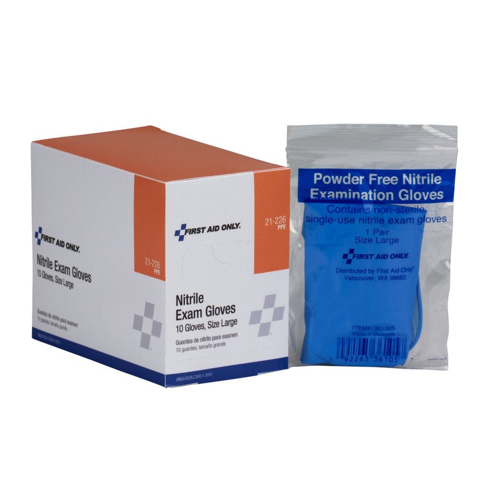 First Aid Only Nitrile Exam Gloves, 10 per Box