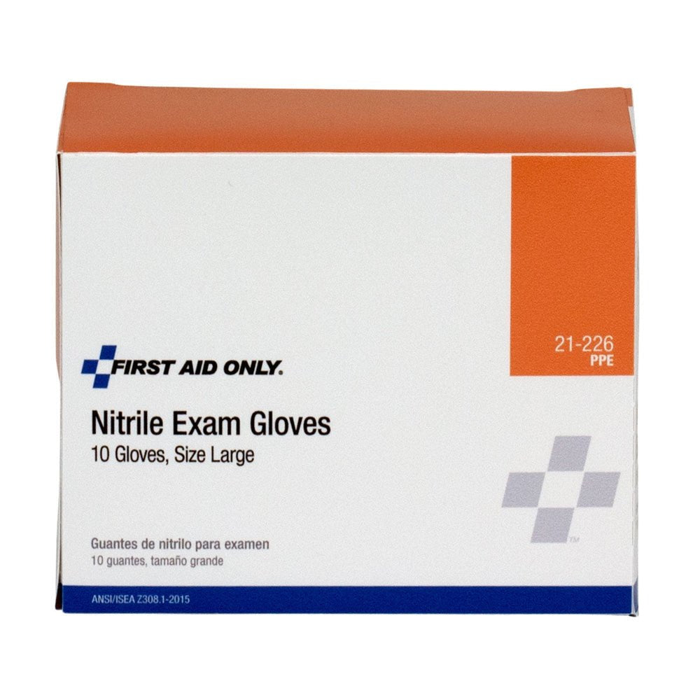 First Aid Only Nitrile Exam Gloves, 10 per Box