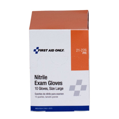 First Aid Only Nitrile Exam Gloves, 10 per Box