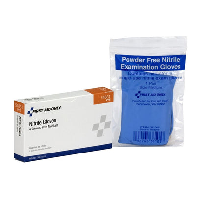First Aid Only Nitrile Exam Gloves, Size Medium
