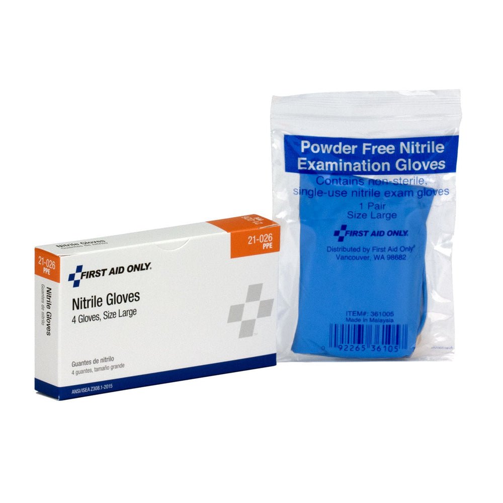 First Aid Only Nitrile Exam Gloves, 4 per Box