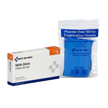 First Aid Only Nitrile Exam Gloves, 4 per Box