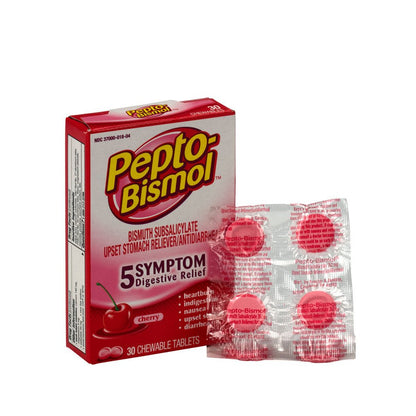 PhysiciansCare Pepto Bismol, Package of 30 Chewable Tablets, Original Flavor