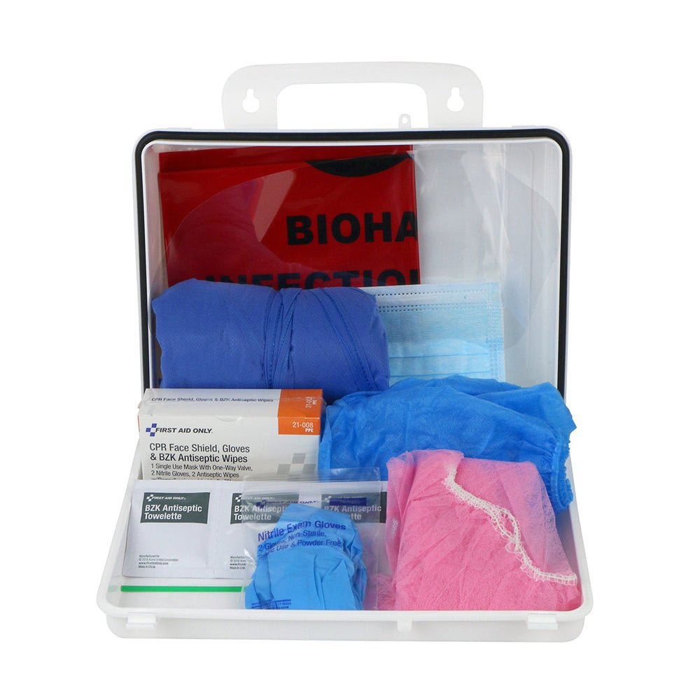 First Aid Only Personal Protection Kit, BBP (Blood borne Pathogen) Spill Clean Up Apparel Kit with CPR Pack, Plastic Case