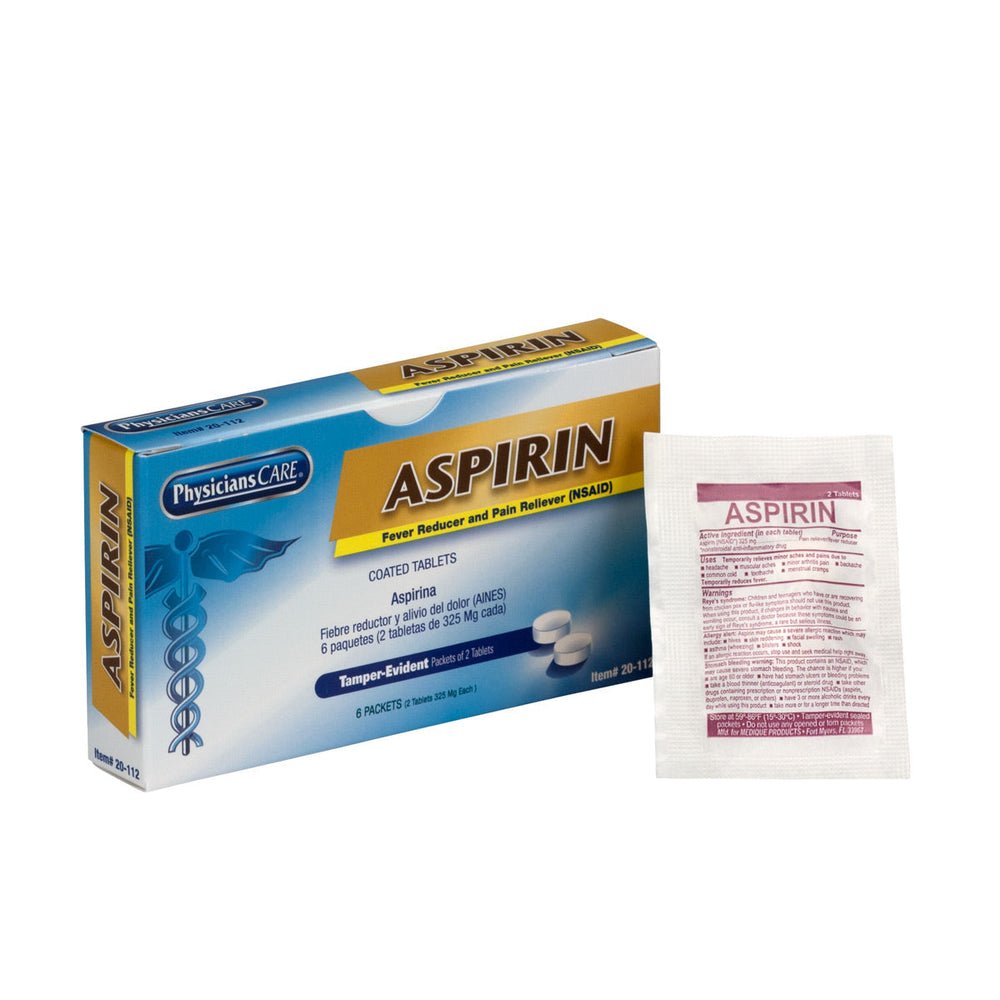 PhysiciansCare Aspirin, 6 Packets of 2 tablets
