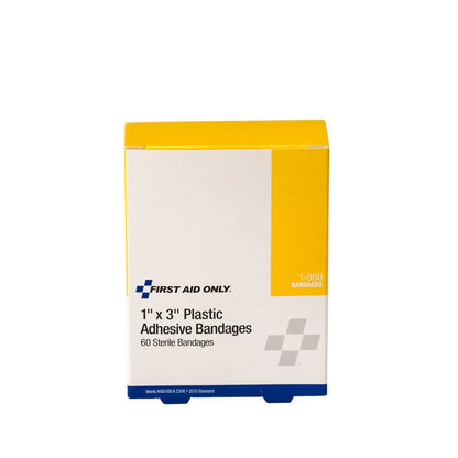 First Aid Only 1" x 3" Plastic Adhesive Bandage, 60 per Box