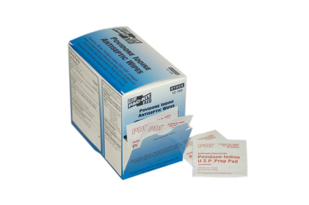 First Aid Only PVP Iodine Wipes, 100 Per Box
