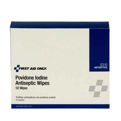 First Aid Only Povidone Iodine Wipes, 50 Per Box