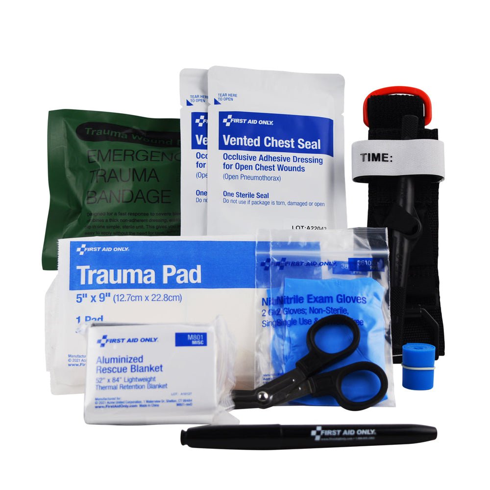 First Aid Only Right Response Bleeding Control Kit for Limb & Chest Wounds