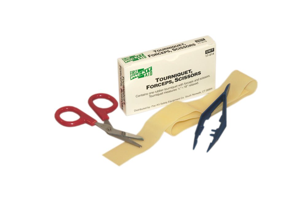 First Aid Only Rubber Tourniquet, Tweezers, Scissors, 1 of Each in the Kit