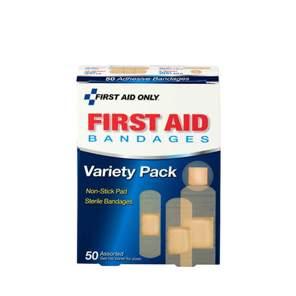 First Aid Only Sheer Strips Bandages, Assorted Sizes, Box of 50
