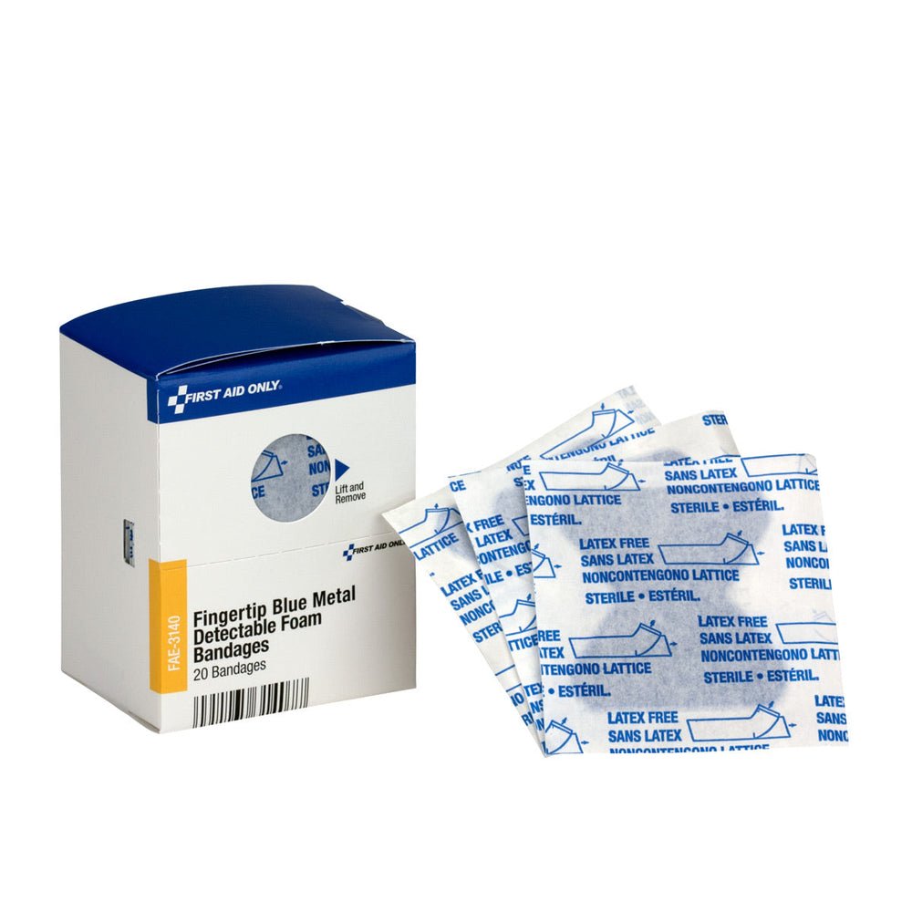 SmartCompliance Refill Fingertip Foam Blue Metal Detectable Bandages, 20 Per Box