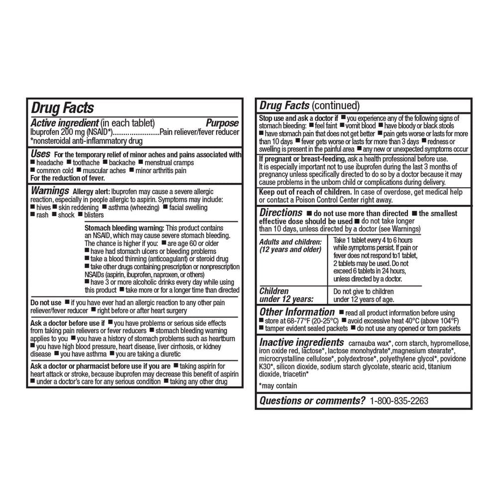 SmartCompliance Refill Ibuprofen, 2 Tablets per Packet, 10 Packets per Box