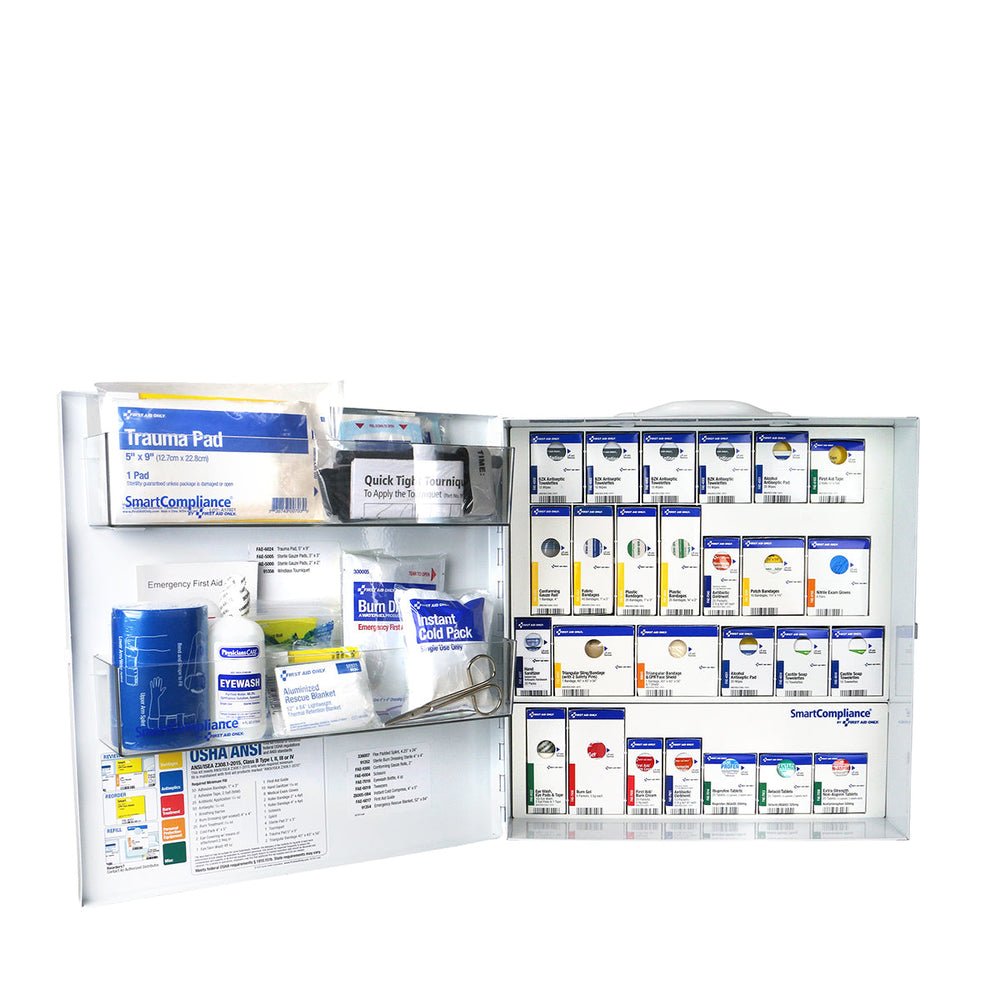 SmartCompliance Large ANSI 2021 B Metal First Aid Cabinet with Medications for Food Service